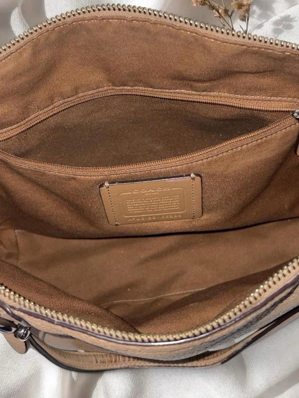 Coach Kacey Pebbled Leather Satchel Bag - Taupe - Picture 4 of 7